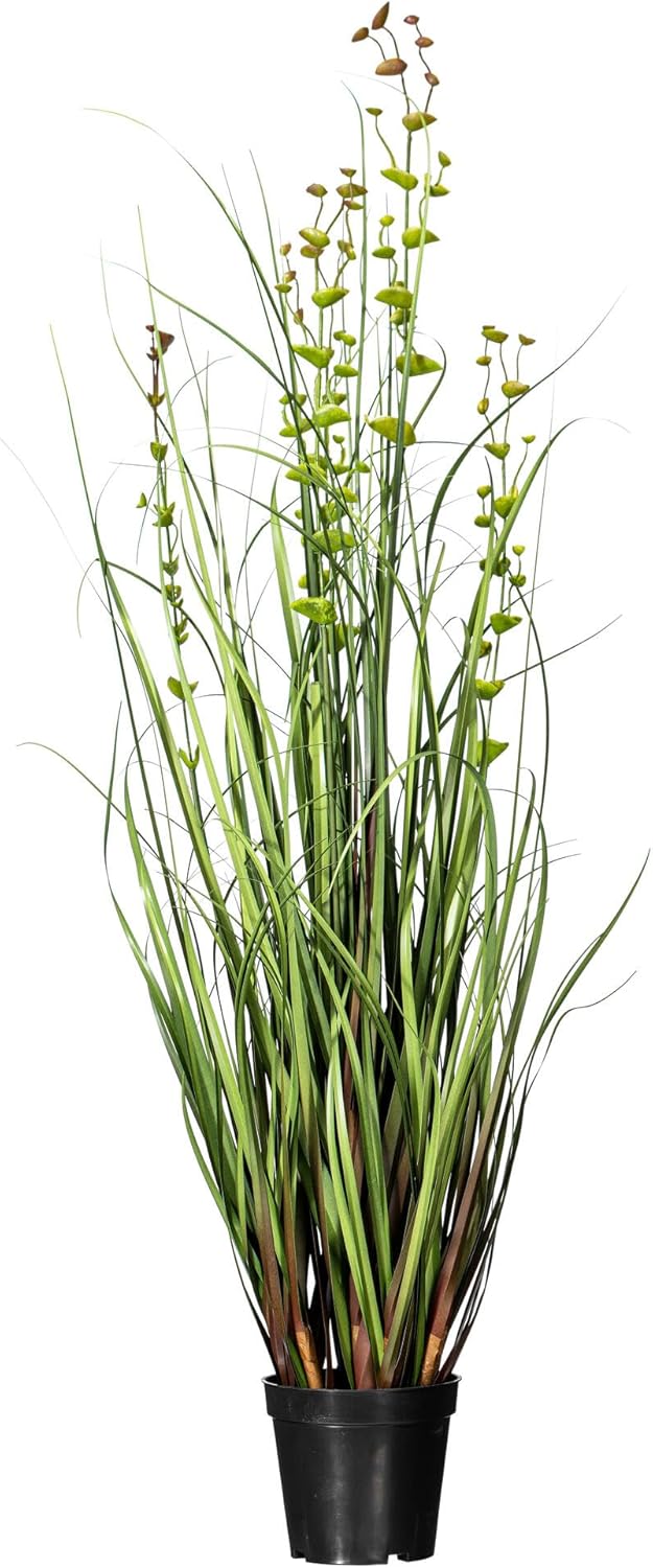 Vickerman 36 Inch Artificial Grass and Eucalyptus Plant with Black Pot