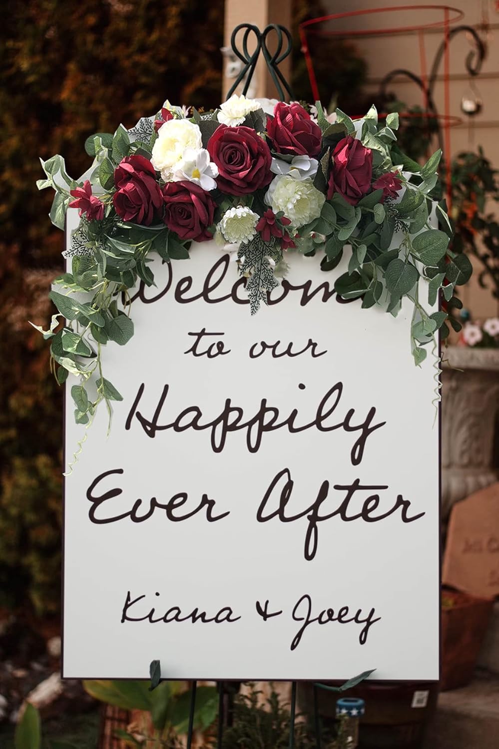 Handmade Wedding Arch Flowers with Silk Roses and Greenery