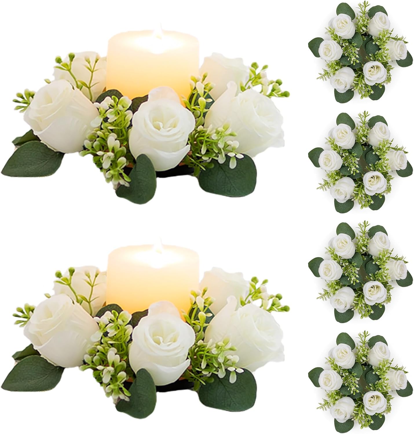 NUPTIO 6 Pcs Artificial Rose Wreaths for Wedding Centerpieces