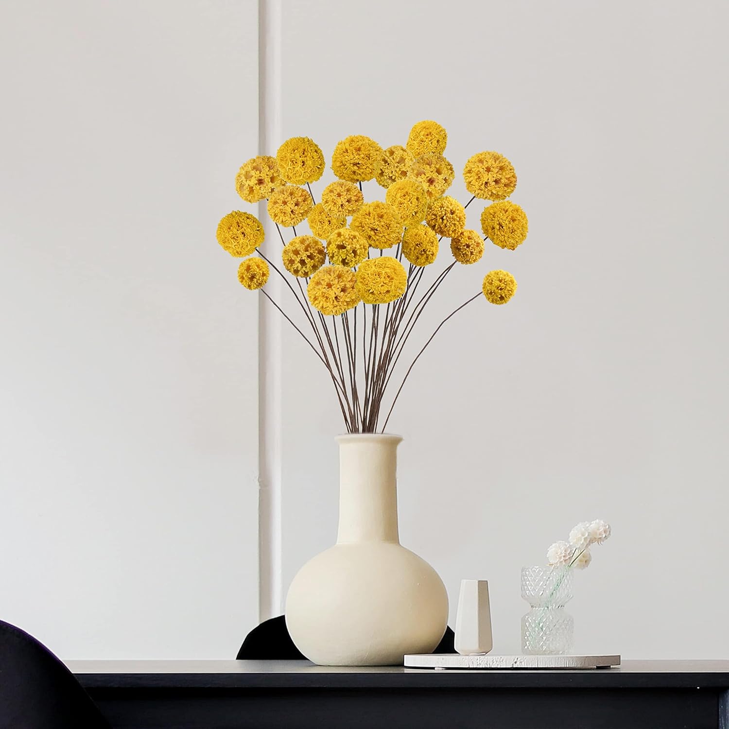 24 PCS Dried Craspedia Billy Balls Flowers Yellow