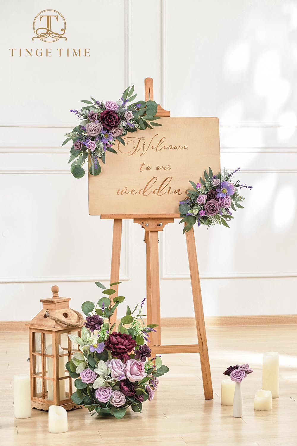 TINGE TIME Artificial Flower Swag Set of 2 Lavender and Plum