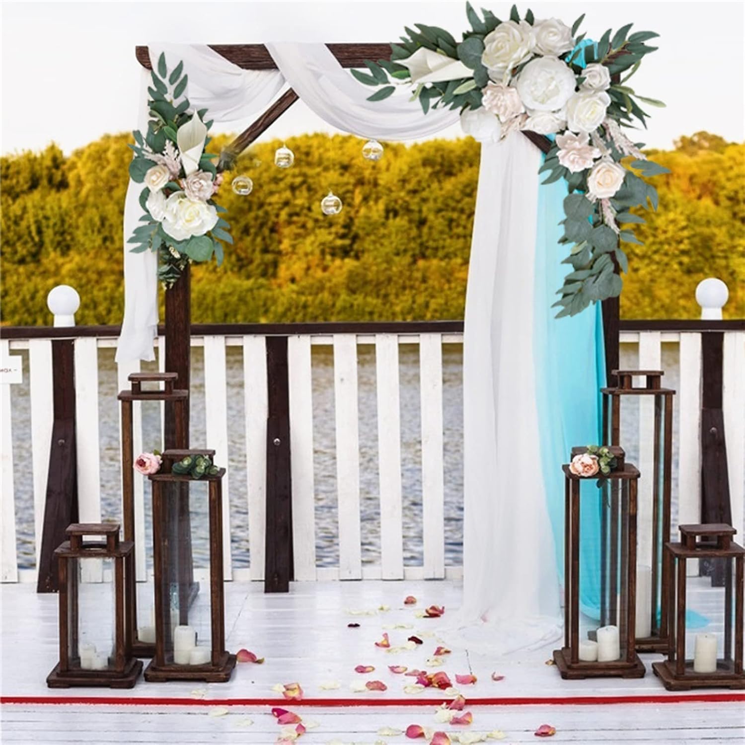 PerGar 2Pcs Artificial Wedding Arch Flowers Kit Pink