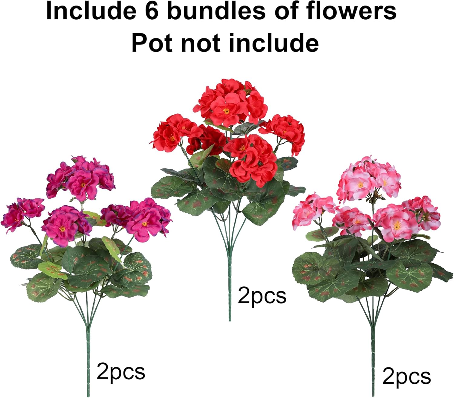 HyeFlora Artificial Geraniums with 6 Bundles
