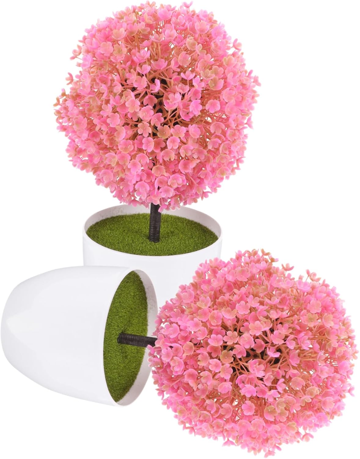 VICASKY 2Pcs Faux Topiary Ball Trees Artificial Potted Plant Decor