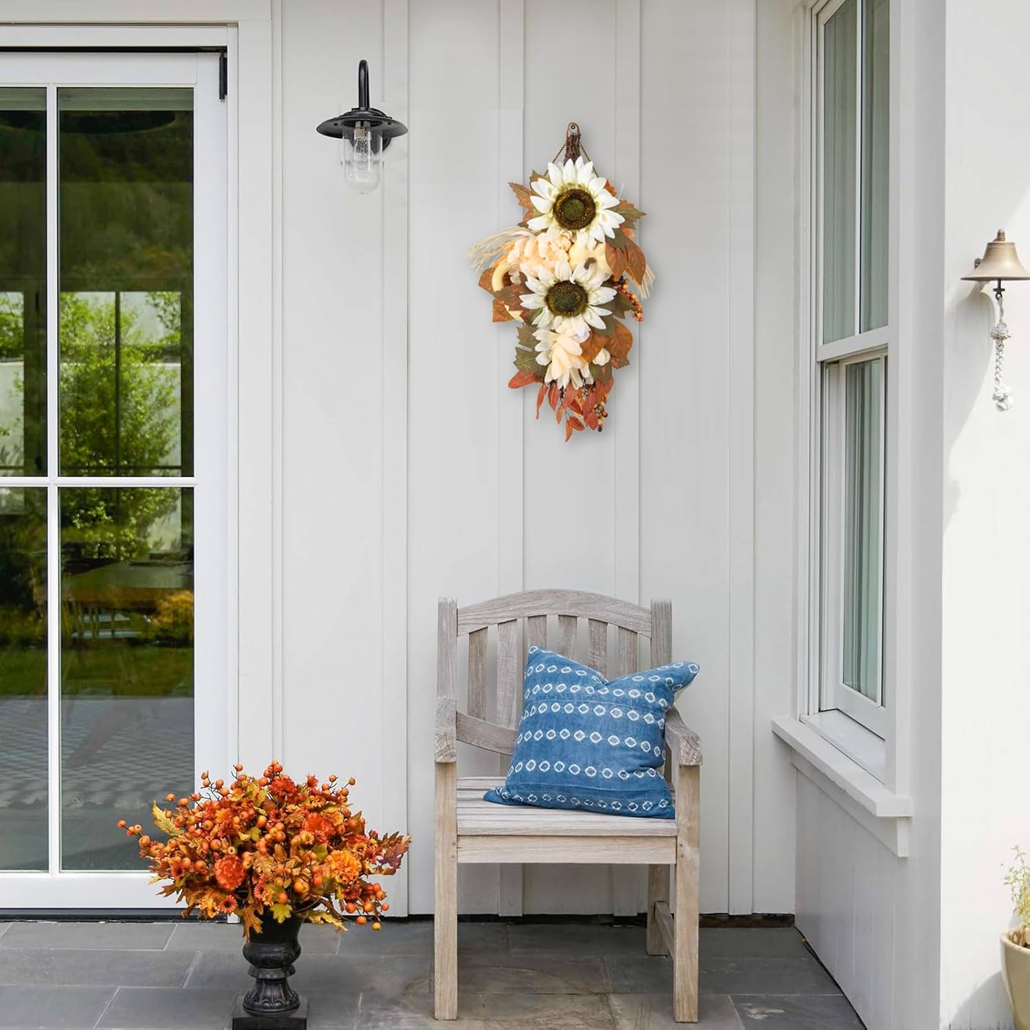 ICBOX 2PCS Fall Teardrop Swags for Front Door