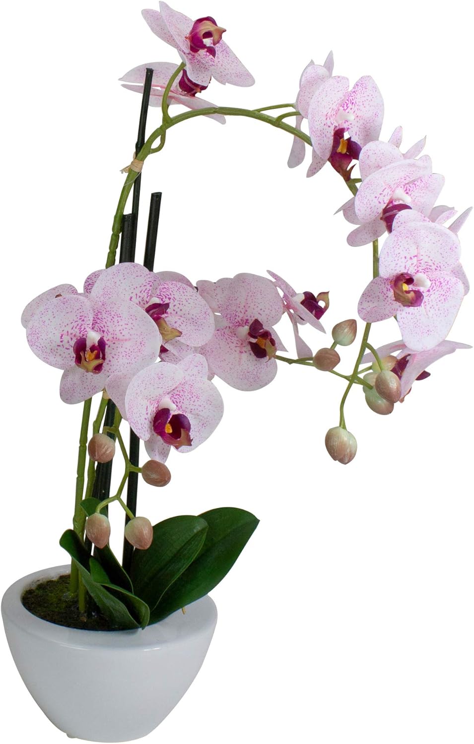 Northlight Artificial Orchid Plant in White Pot 21 Inch Pink