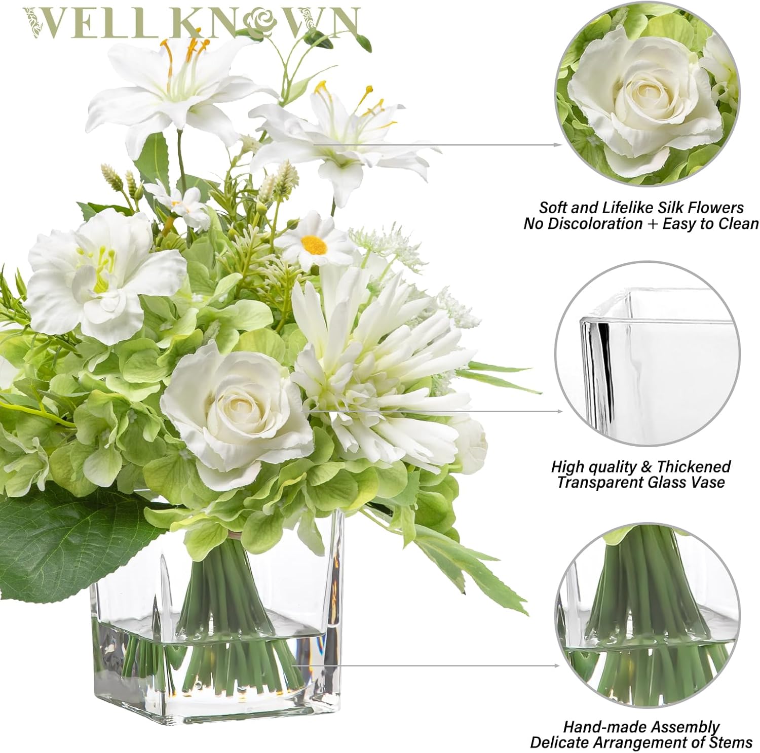 Artificial Flowers in Glass Vase with Fake Water