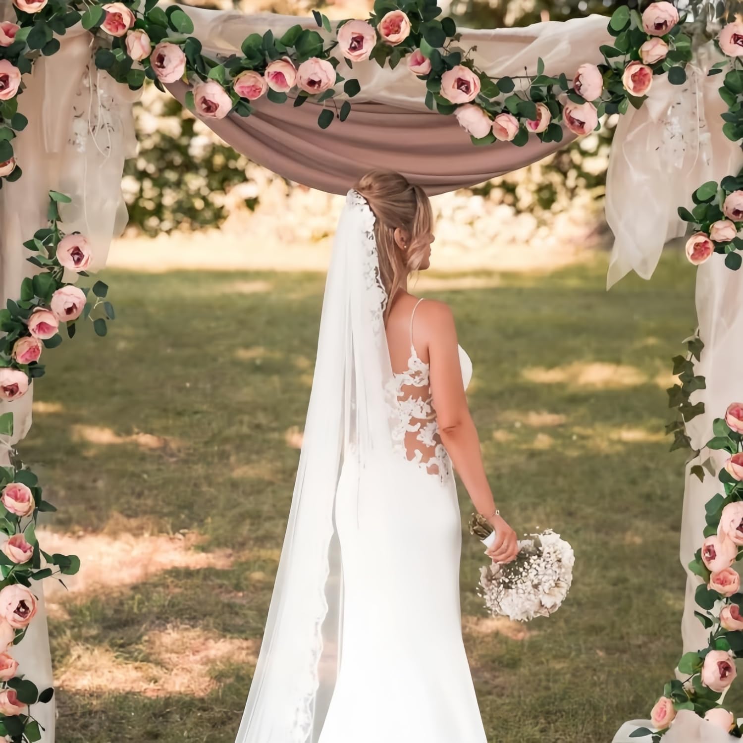 Pink Silk Peony Rose Artificial Ivy Wall Hanging Garland