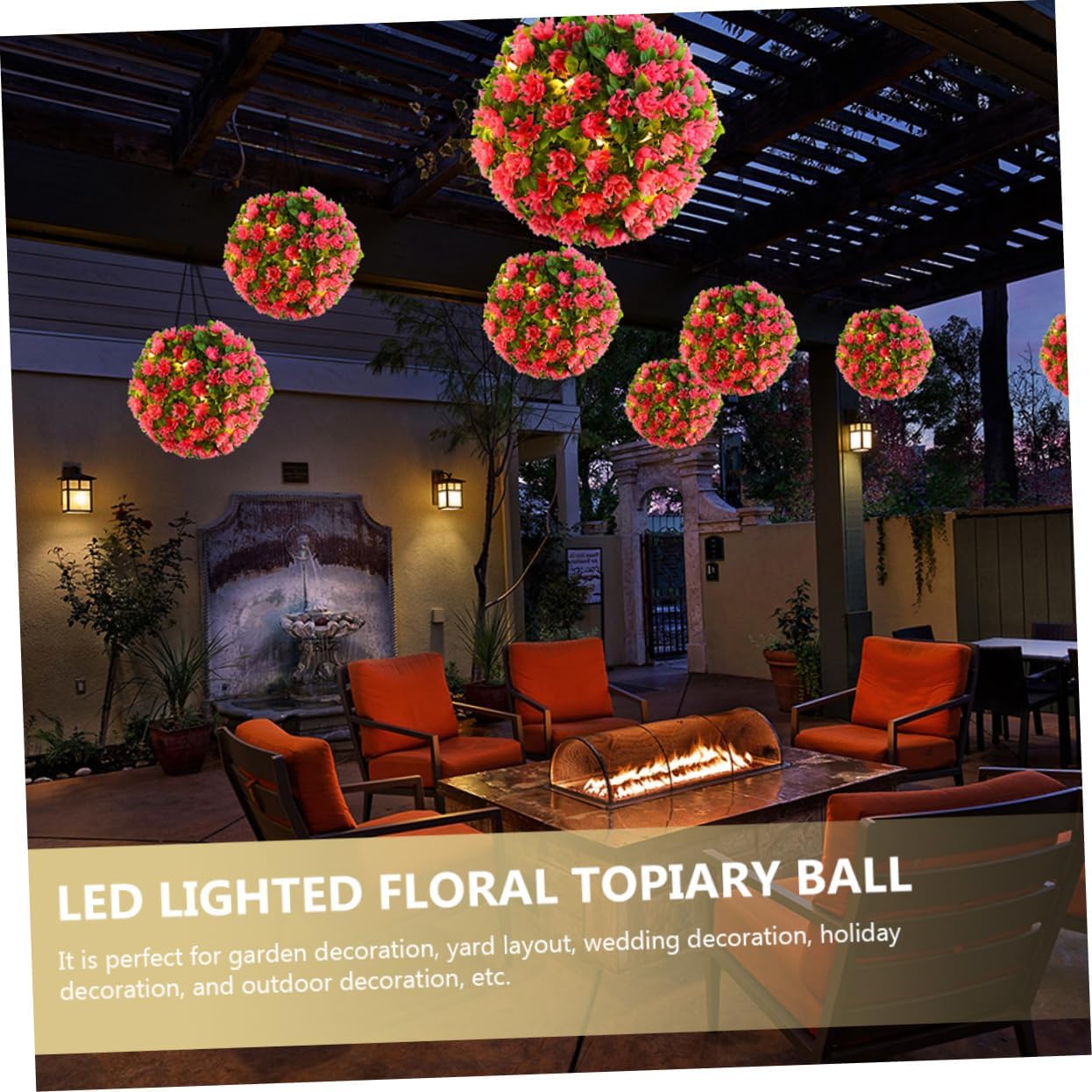 Solar Lighted Topiary Flower Ball for Outdoor Decor