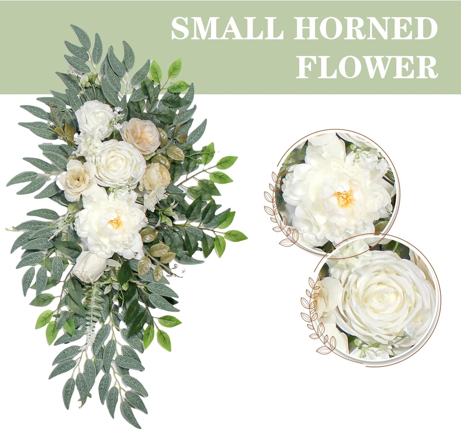 BMQDSM Wedding Arch Flowers with Drapes Set of 3 White Champagne