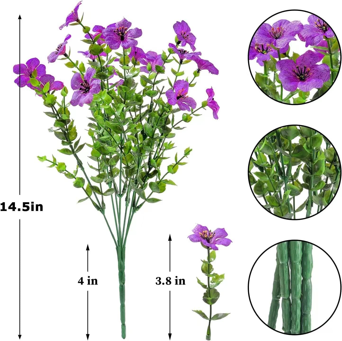 Schedulty Artificial Flowers 18 Bundle UV Resistant Fake Wild Flower Bouquets