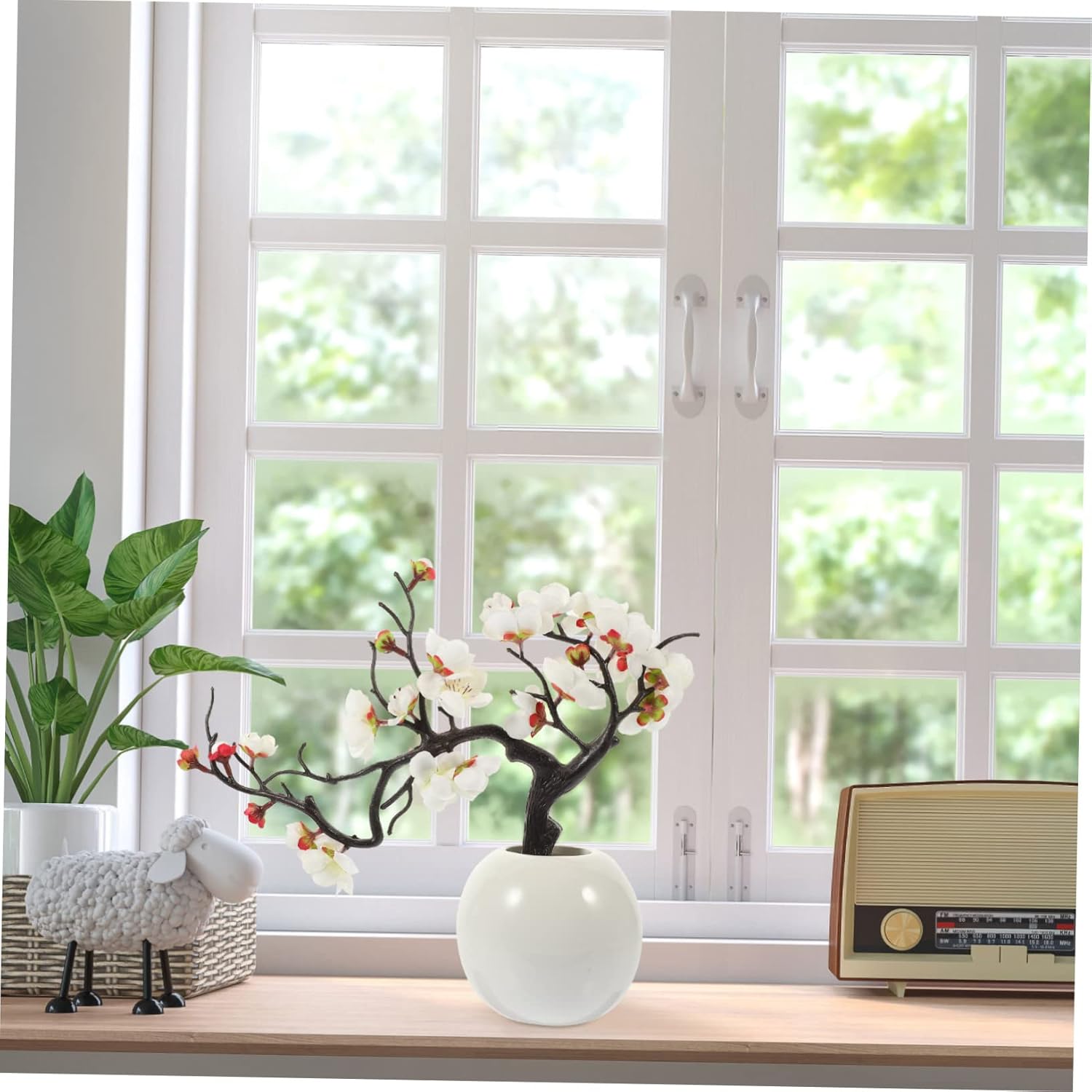 Artificial Plum Potted Plant 33X30CM White