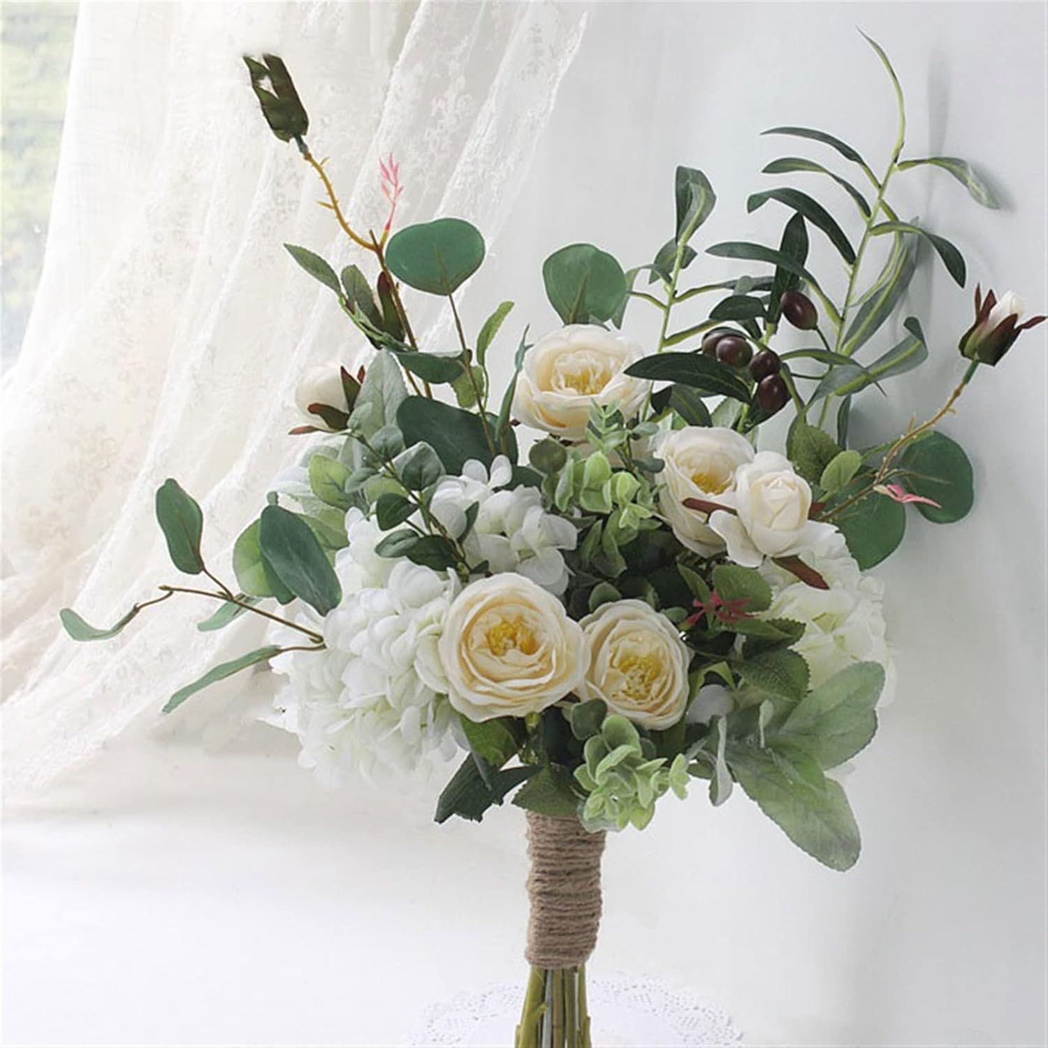 White Artificial Flowers Wedding Bouquet Indoor Home Decor