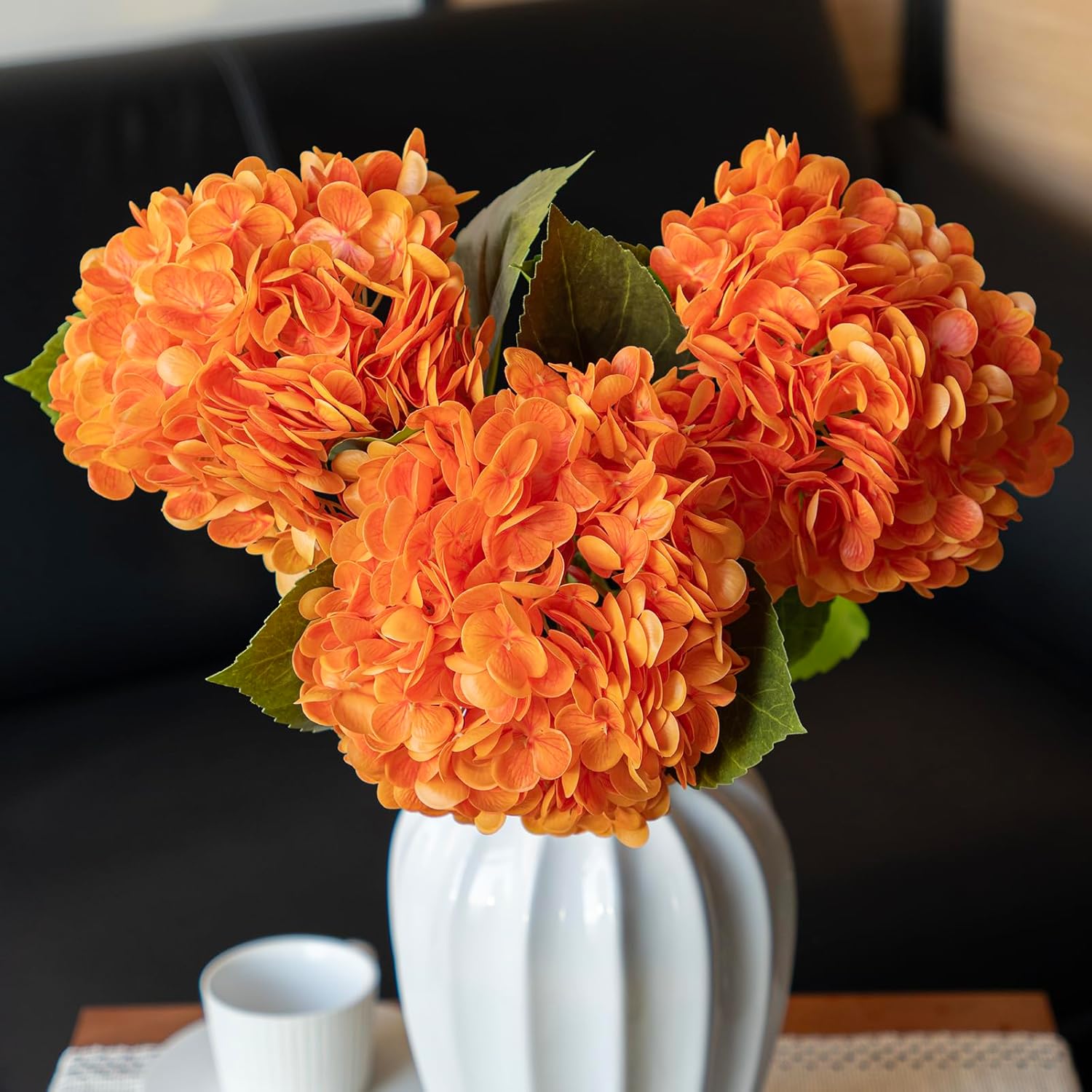 3PCS 22 Inch Realistic Artificial Hydrangeas Orange