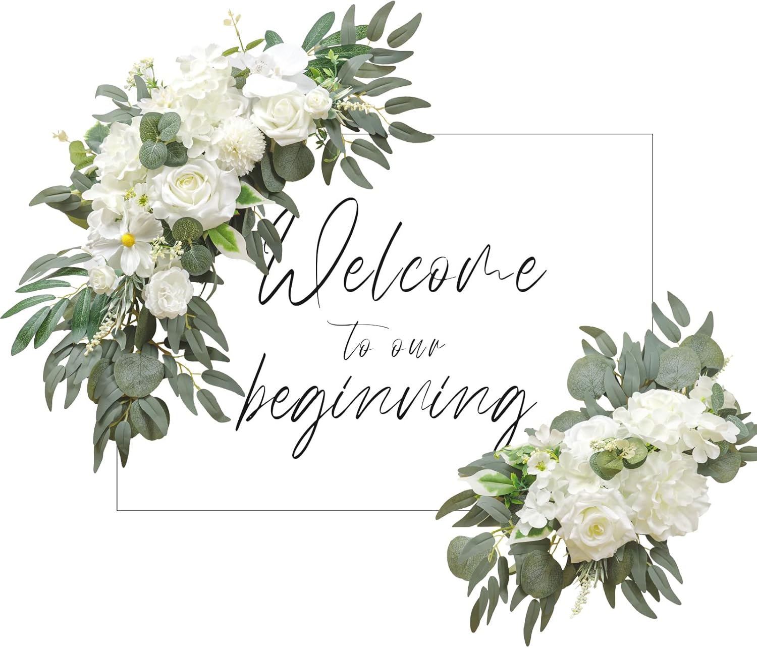 TINGE TIME Artificial Floral Swag Set of 2 Ivory White