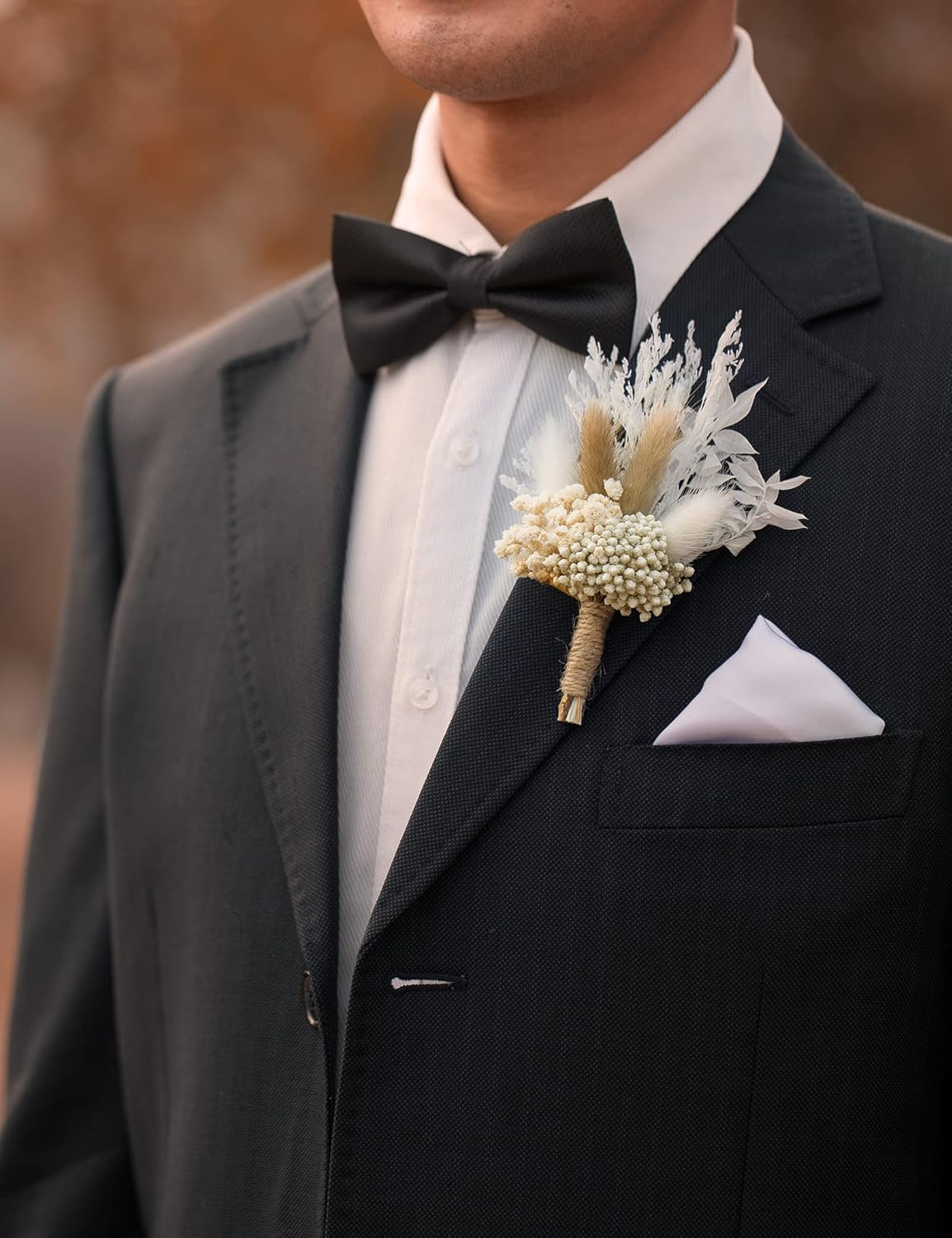 Dried Flowers Boutonnieres Set of 2 Boho Wedding Groom Accessories