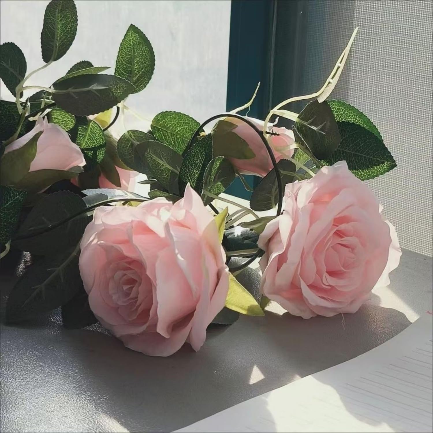 Pink Silk Peony Rose Artificial Ivy Wall Hanging Garland