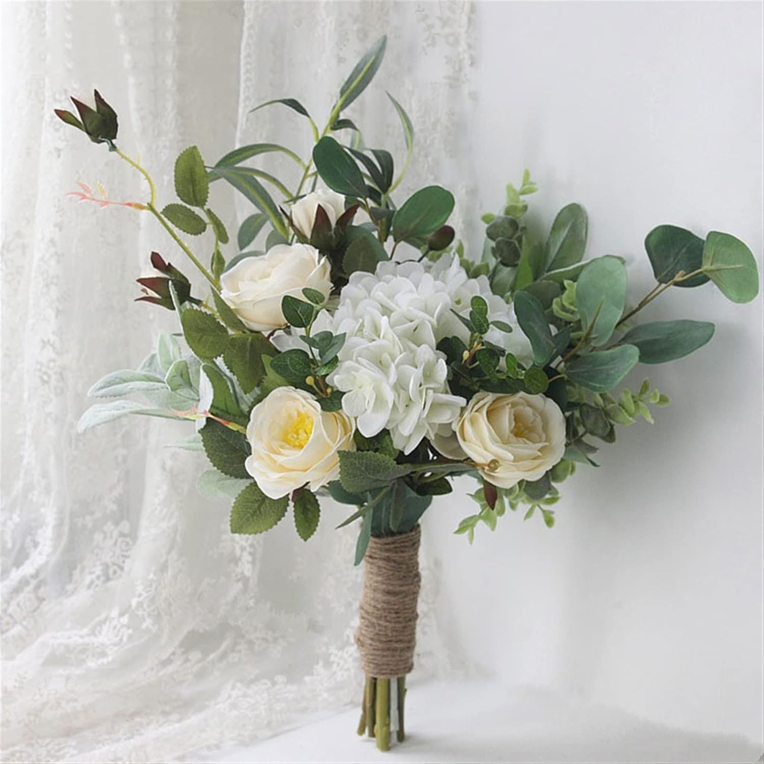Artificial Flowers with Pots White Bridal Bouquet Decor