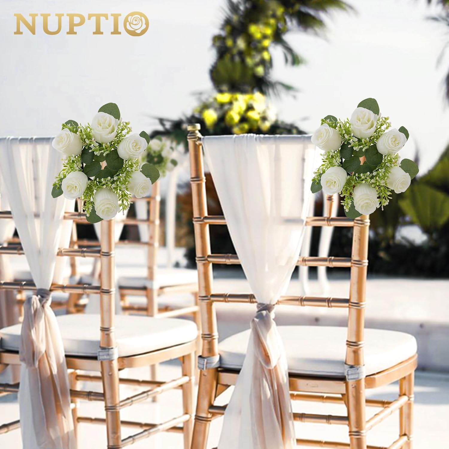 NUPTIO 6 Pcs Artificial Rose Wreaths for Wedding Centerpieces