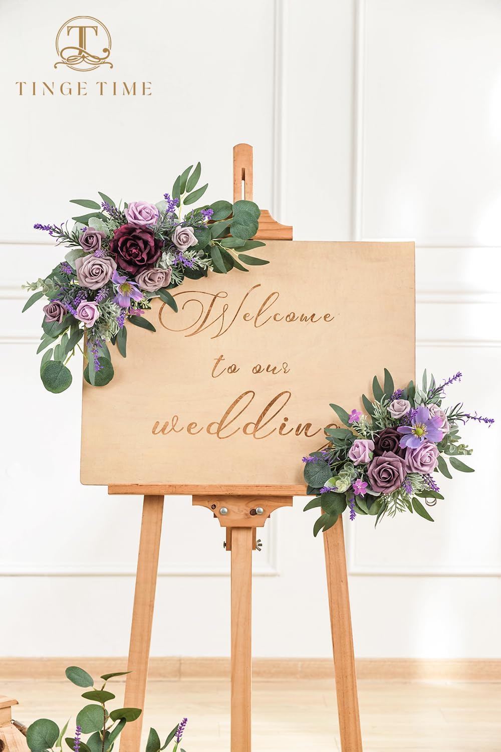 TINGE TIME Artificial Flower Swag Set of 2 Lavender and Plum