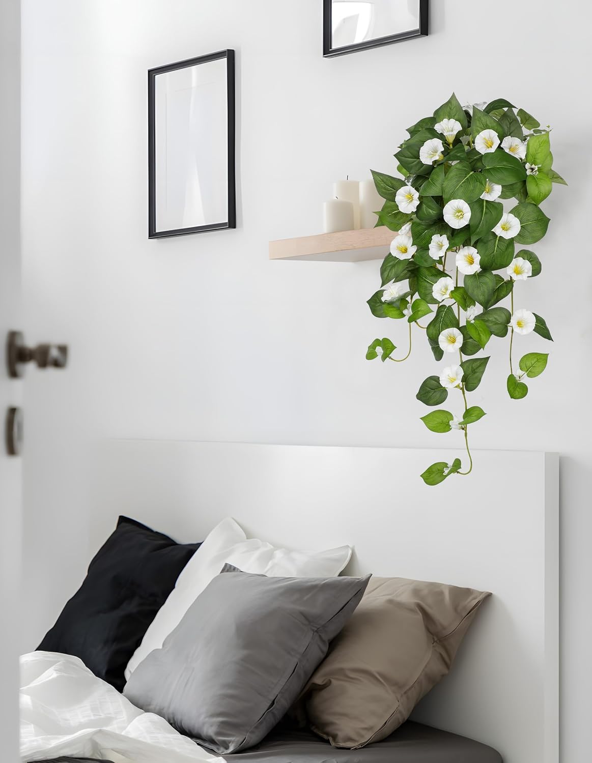 Briful Artificial Hanging Flowers 2 Pack White