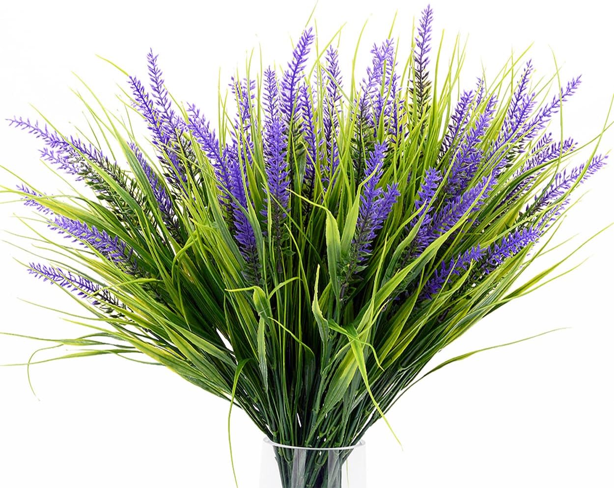SzJias 20 Pcs Fake Outdoor Plants Artificial Grass UV Resistant Bushes Greenery