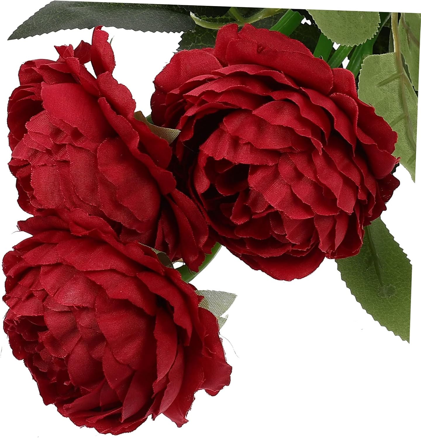 2 Pcs Red Artificial Potted Peony Flowers Decor
