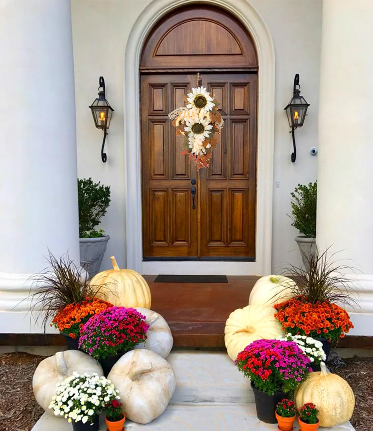 ICBOX 2PCS Fall Teardrop Swags for Front Door