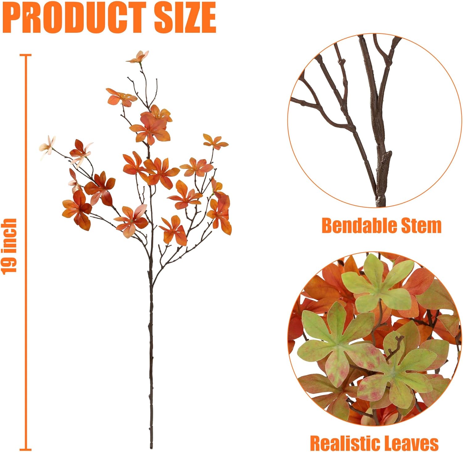 4 Pack Artificial Fall Greenery Stem for Vase Decorations