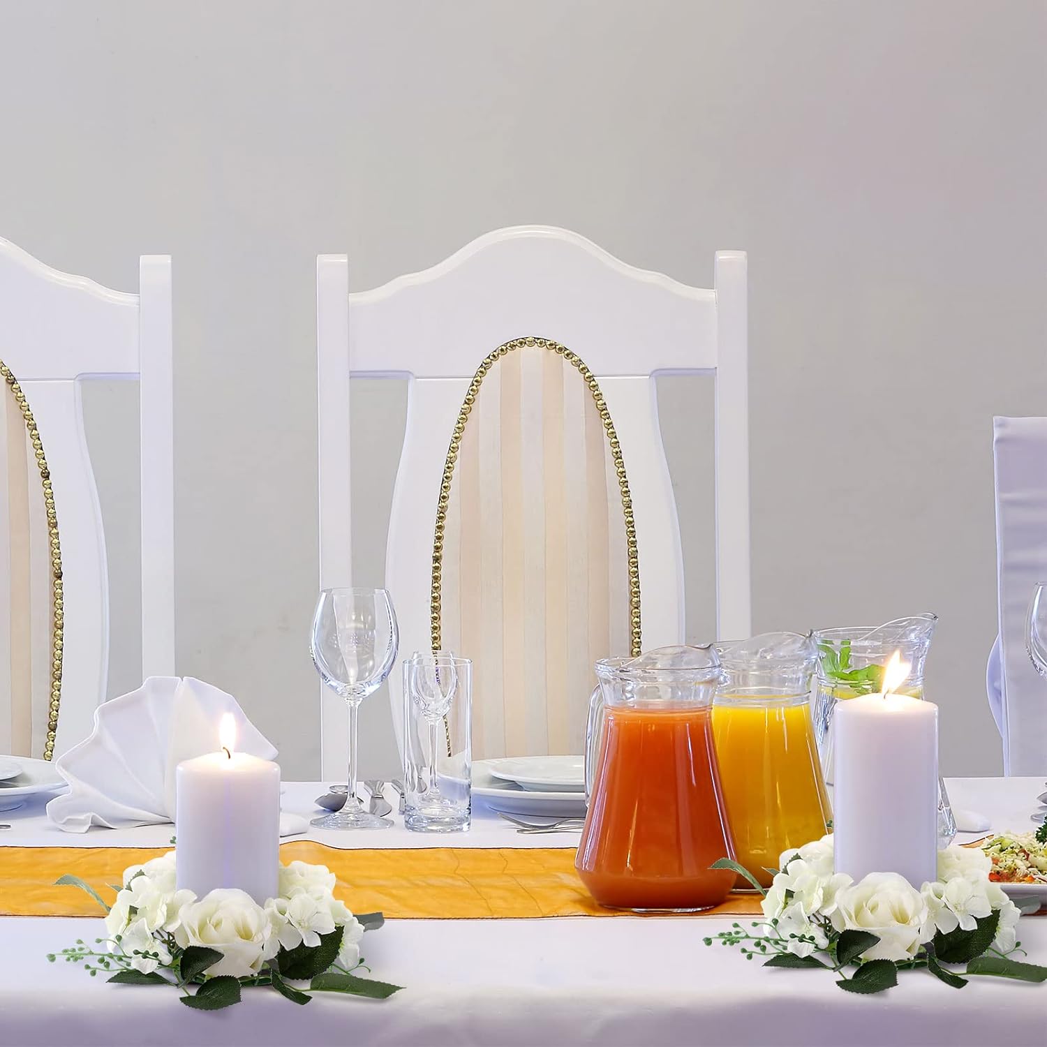 Jutom 8 Pcs Wedding Rose Candle Rings Garland Decor