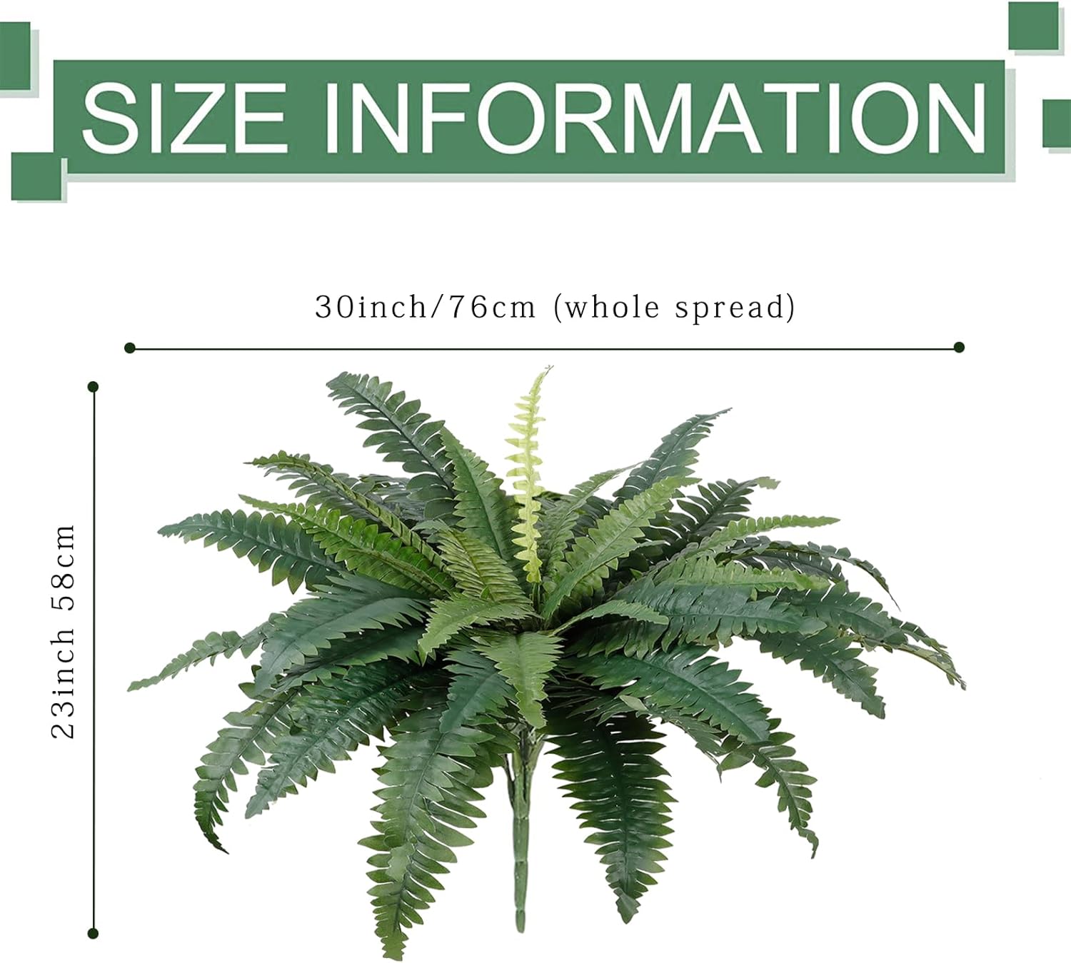 TOCHGREEN Artificial Ferns 2pcs Outdoor Decor 30 Diameter