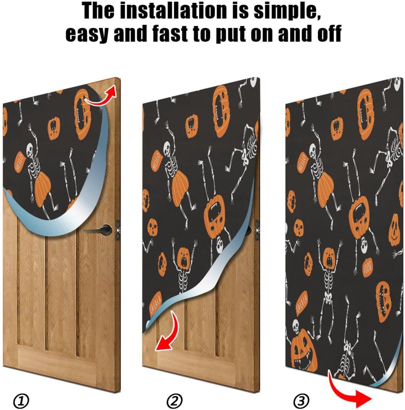 Susiyo Halloween Skeletons Pumpkins Door Cover 32x79 Inch