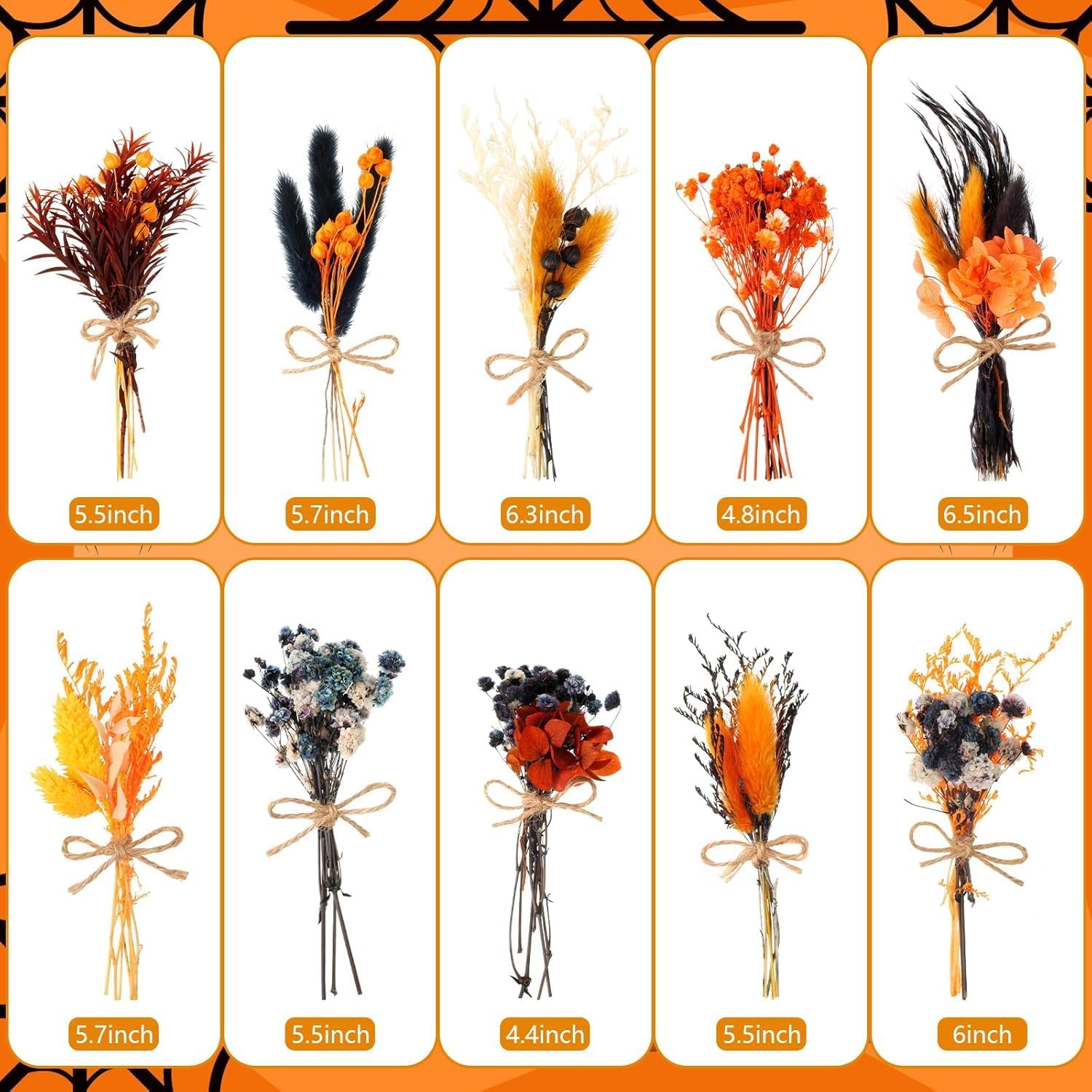 VAIPI 10 Pack Dried Flowers Bouquet Fall Decor