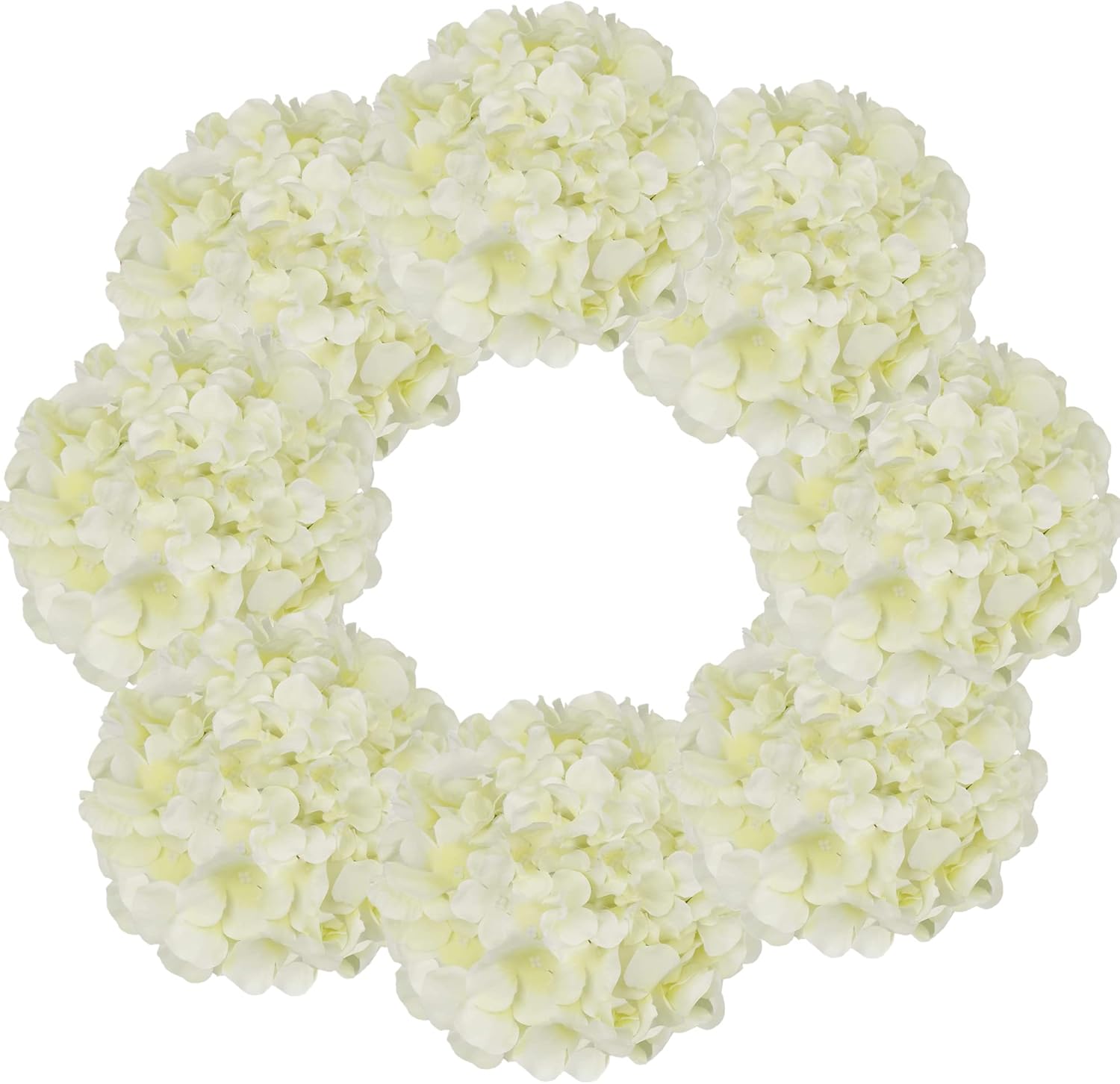 10pcs Faux Hydrangea Silk Flowers Heads with Removable Stems Ivory