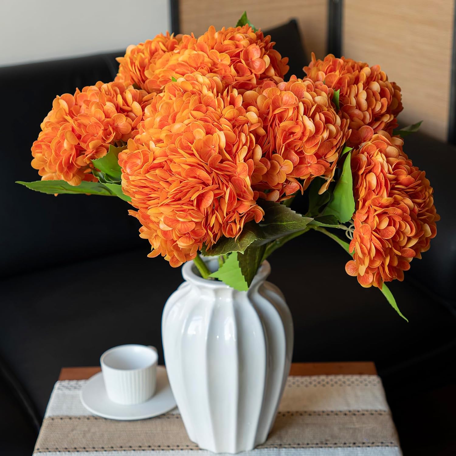 3PCS 22 Inch Realistic Artificial Hydrangeas Orange