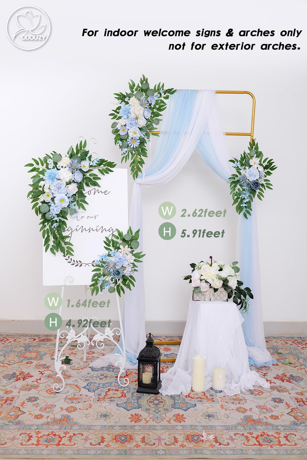 Odouzy Reusable Blue Artificial Wedding Arch Flowers