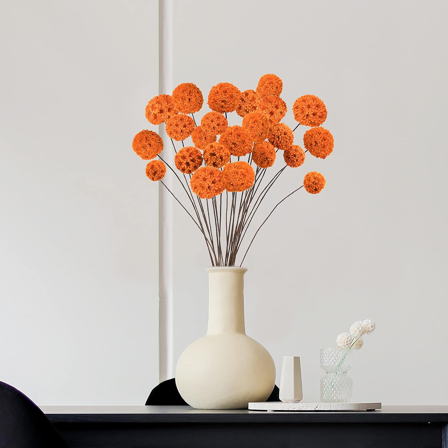 24 PCS Dried Billy Balls Flowers Orange Bouquet