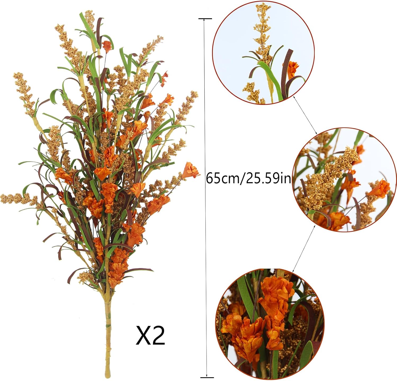 CISDUEO 2 Pcs Artificial Fall Flowers Bouquet Decor