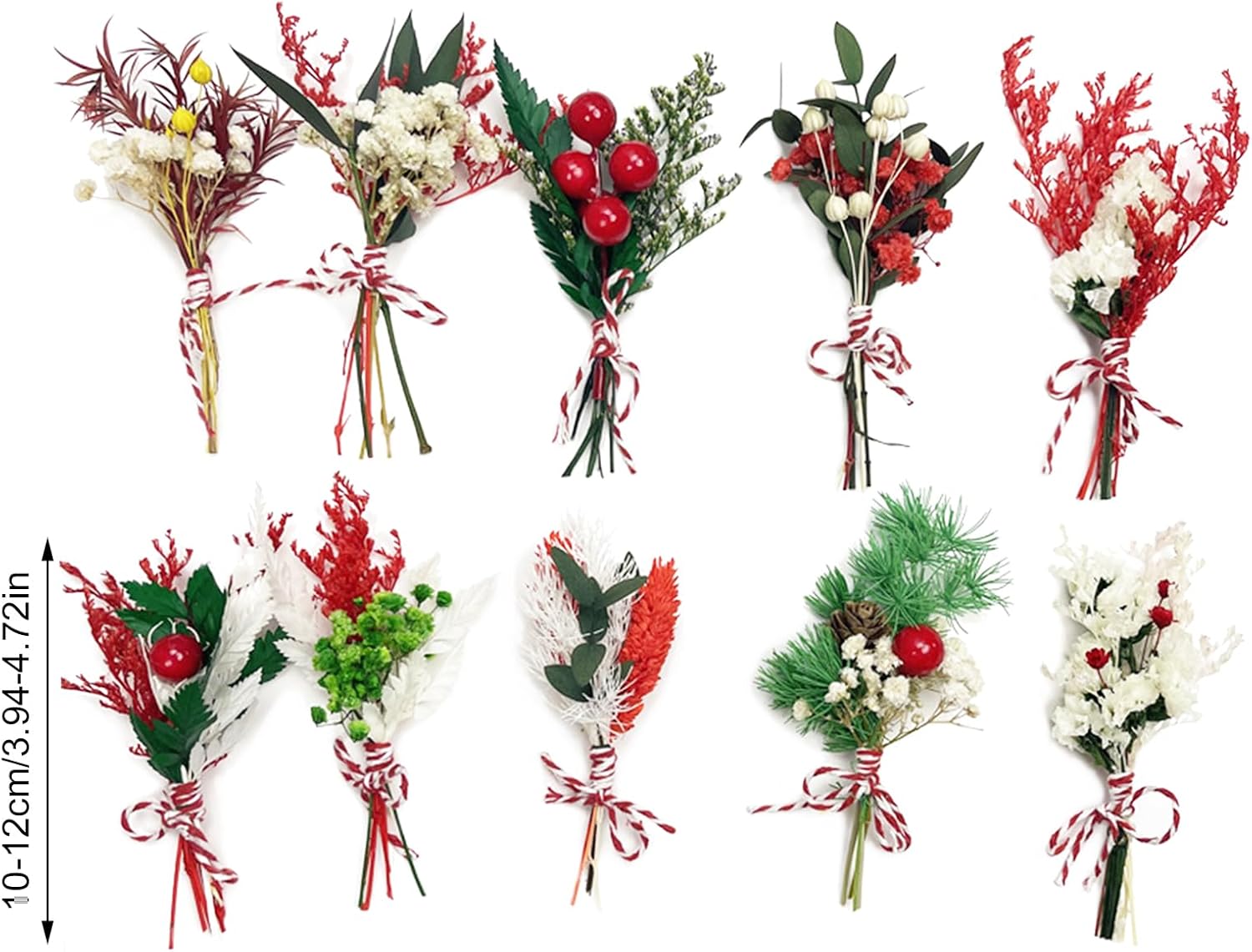 10 PCS Mini Dried Flower Bouquets with Stem