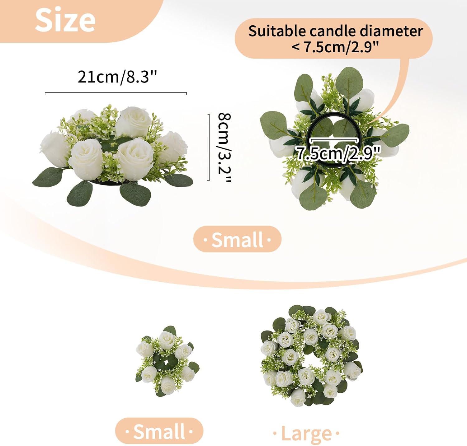 NUPTIO 6 Pcs Artificial Rose Wreaths for Wedding Centerpieces