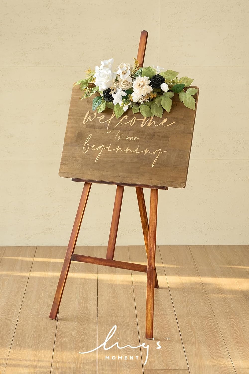 Lings Moment 2pcs Fall Wedding Floral Swags Welcome Sign Artificial Flowers Backdrop