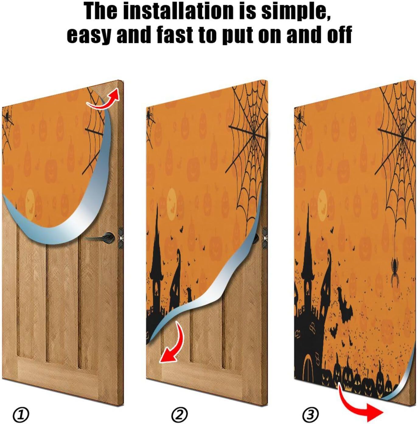 Susiyo Halloween Pumpkins Door Cover Stretch Fabric Decor