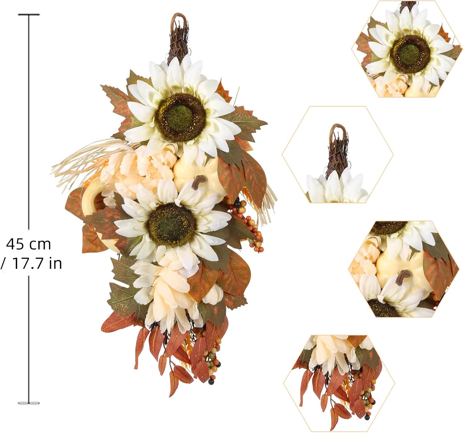 ICBOX 2PCS Fall Teardrop Swags for Front Door