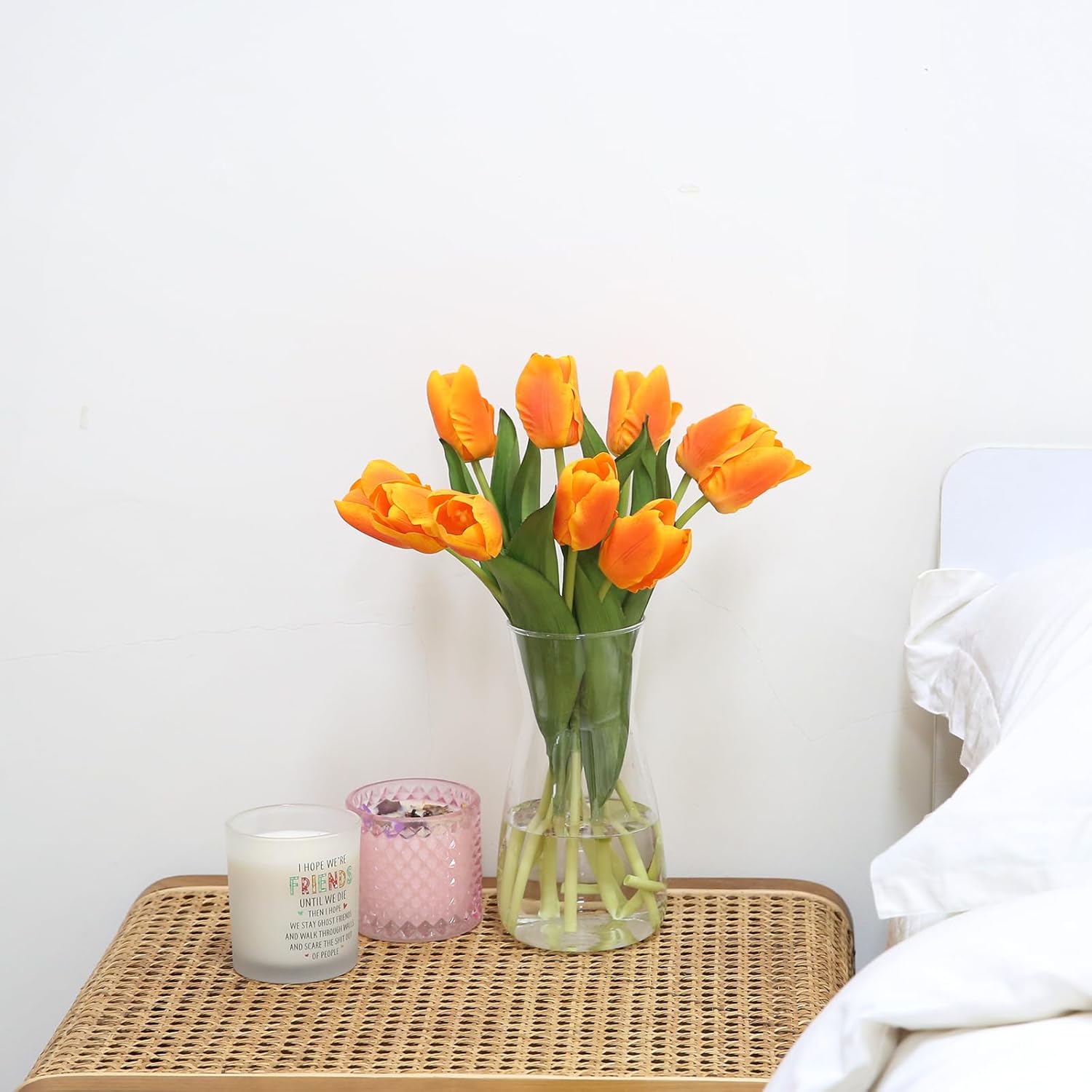 10PCS Artificial Flowers with Glass Vase