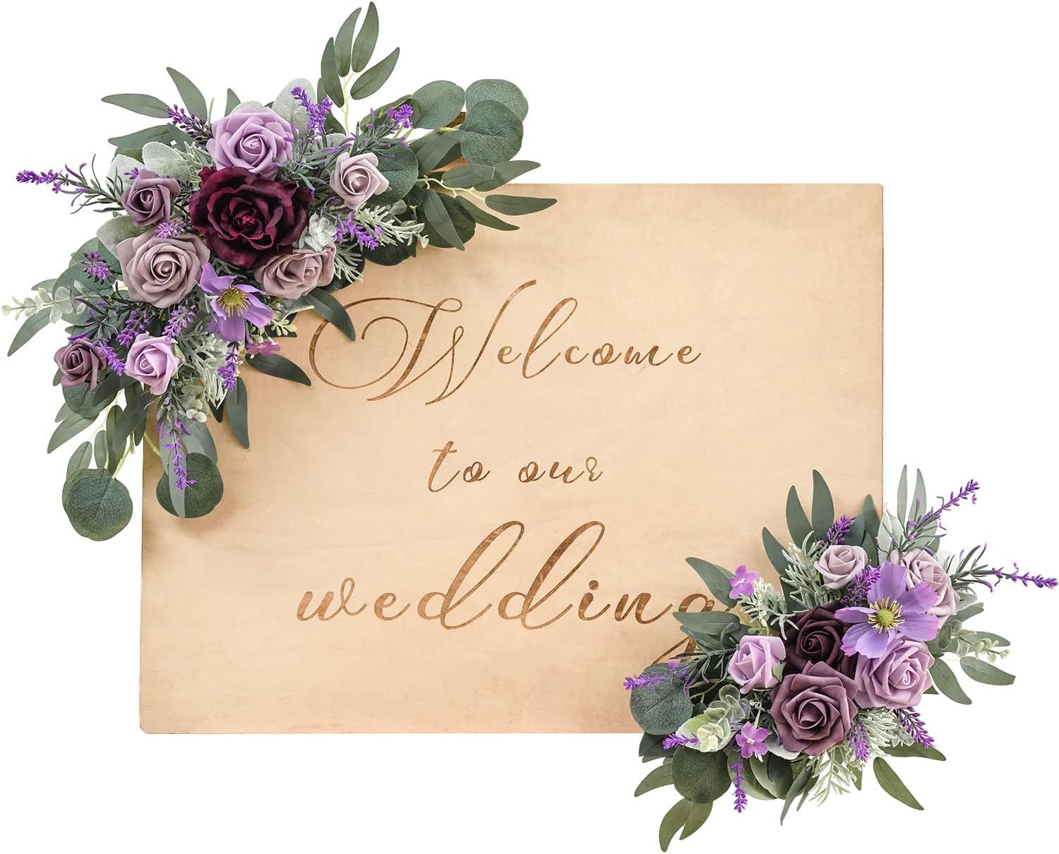 TINGE TIME Artificial Flower Swag Set of 2 Lavender and Plum