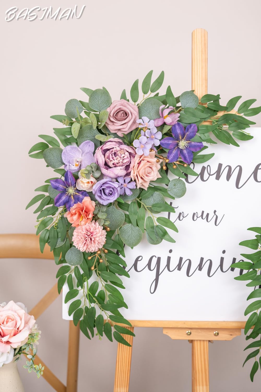 Set of 2 Purple Artificial Wedding Arch Flowers