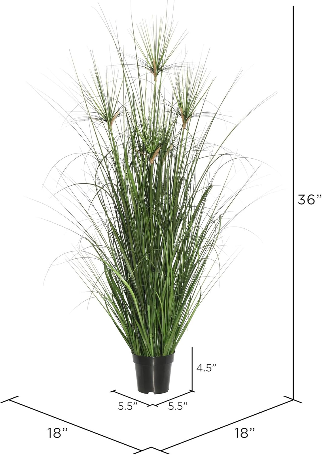 Vickerman 36 Artificial Green Brushed Grass with Black Pot