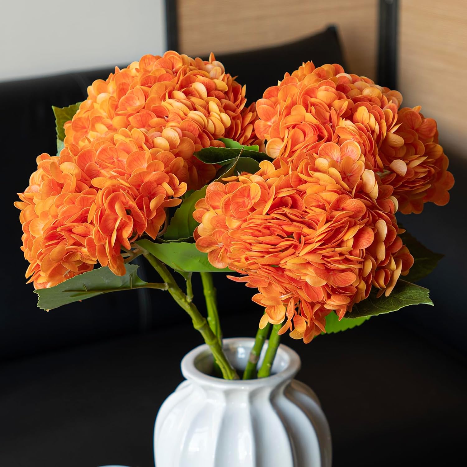 3PCS 22 Inch Realistic Artificial Hydrangeas Orange