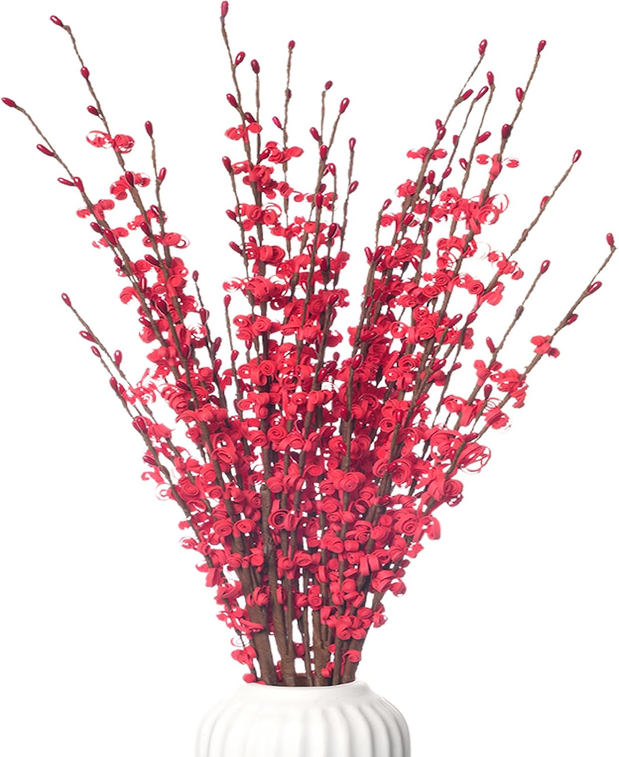 295 Inch Long Stem Jasmine Artificial Flowers 5Pcs Red with Berry