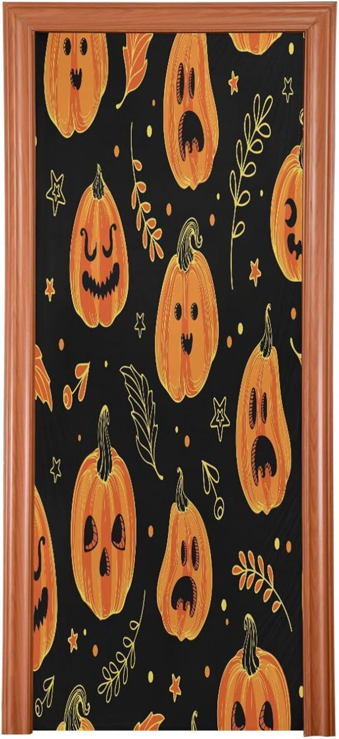 Susiyo Halloween Pumpkin Door Cover 32x79 in